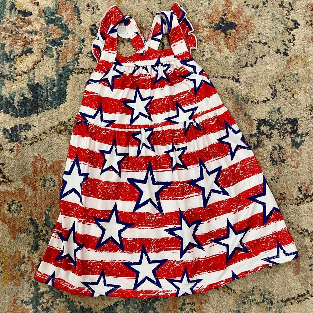 Mila & Rose Stars & Stripes Ruffle Cross Back Dress